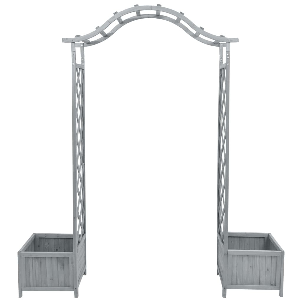 Pergola with Flower Pot Grey 180x40x205 cm Solid Firwood